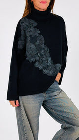 Pull over dolcevita ricamo