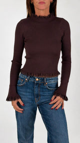 Maglia costina bordi pizzo