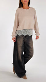 Maglia scatolina balza pizzo H.