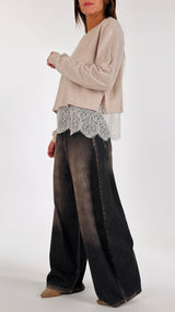 Maglia scatolina balza pizzo H.