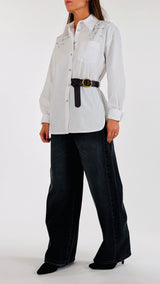 Camicia popeline strass cintura H.
