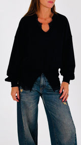 Felpa V pizzo fascione alto costina H.
