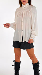 Camicia arriccio collo macramè H.