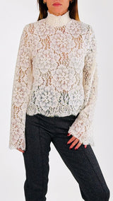 Camicia pizzo collo elasticato T.