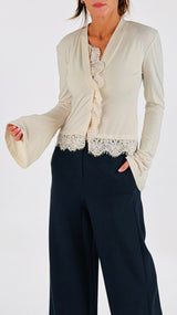 Cardiganino jersey rouche pizzo H.
