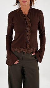 Cardiganino jersey rouche pizzo H.