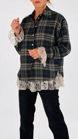 Camicia check fondo pizzo