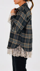 Camicia check fondo pizzo