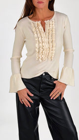 Maglia costina rouches manica calla H.