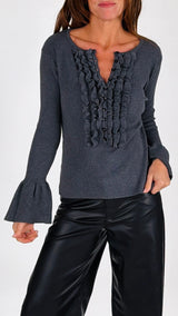 Maglia costina rouches manica calla H.